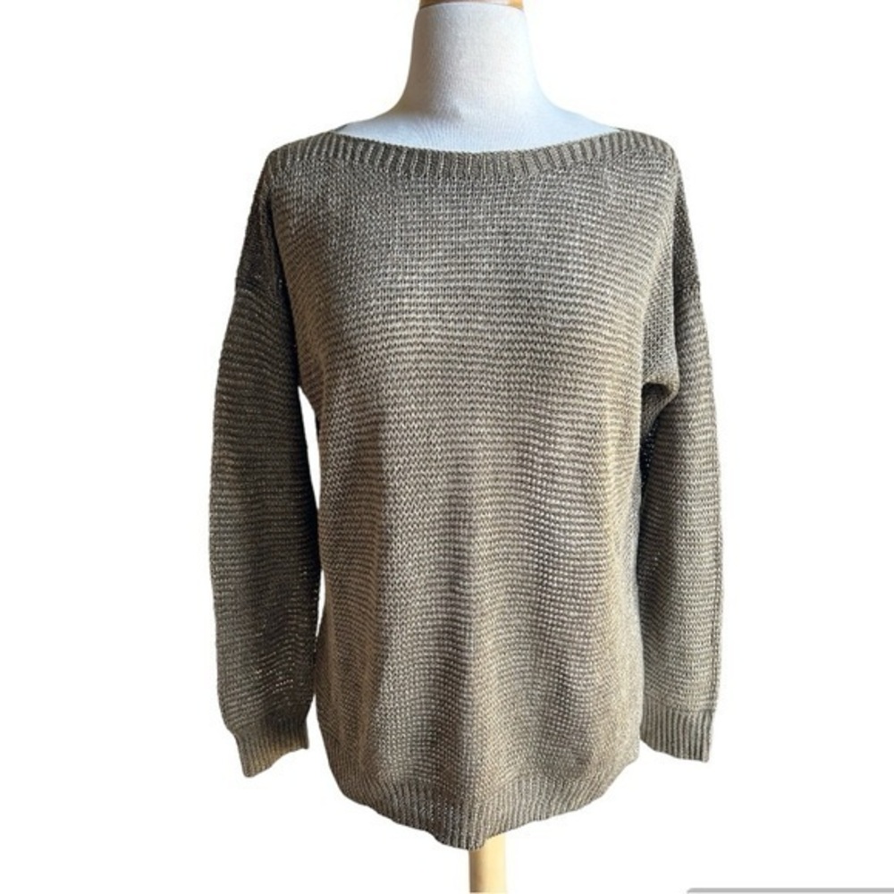 Polo Ralph Lauren open knit olive 100% linen sweater large